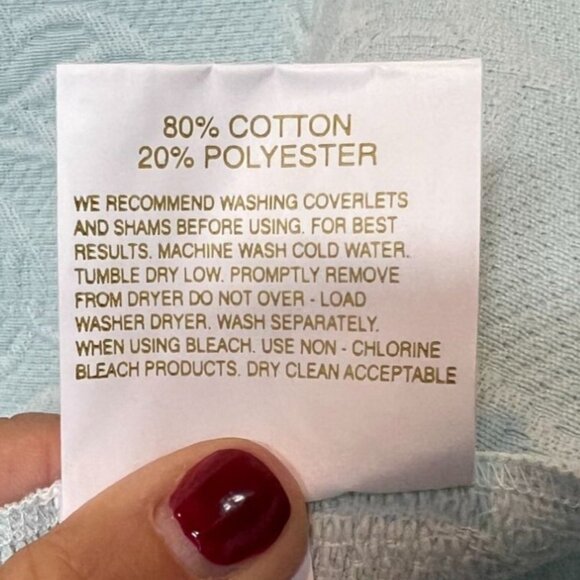 Colchas S. Domingos Baby Blue Scalloped Pillow Sham Cotton Blend Portugal 21X27 - Picture 5 of 9